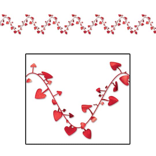 Beistle 25ft. Red Gleam 'N Flex Heart Garlands, 2ct.